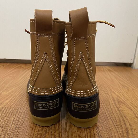 NWOB Bean Boots By LL Bean Duck waterproof brown leather outdoor boots size 9 - Picture 4 of 8
